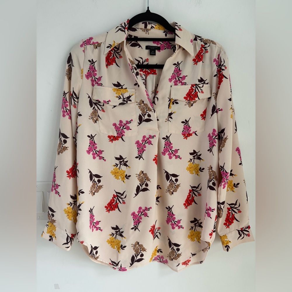 Ann Taylor Floral Camp Shirt Women’s size Petite XS Office Work Career
